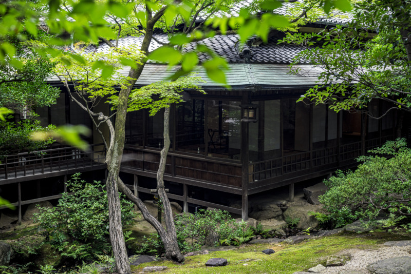 緑に囲まれた爲三郎記念館の外観