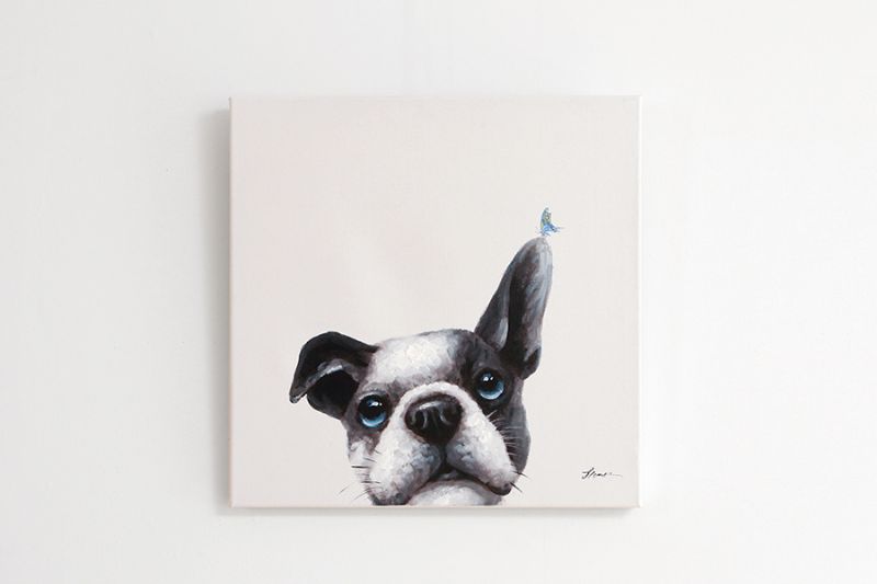リビングハウスで販売されている犬のインテリアアート「パピヨン」の写真