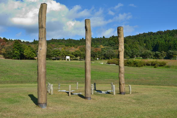 三本の木柱列の写真
