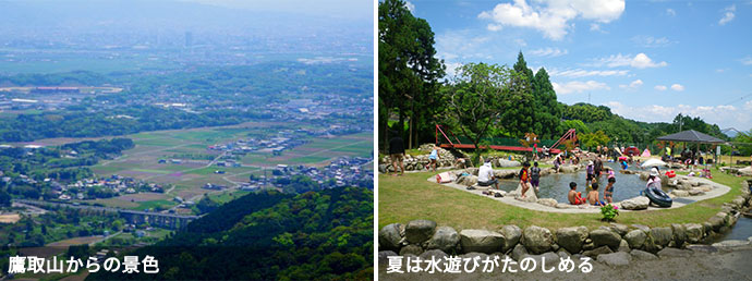 鷹取山から見える景色と山田水辺公園