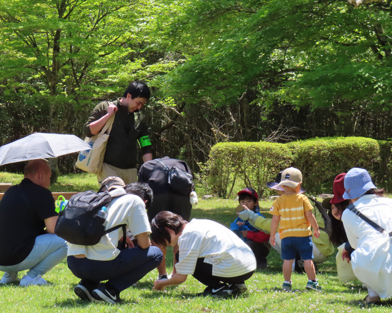 森のふれあい館で実施しているガイドウォークの様子