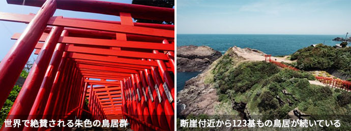 元乃隅神社の鳥居と断崖の風景