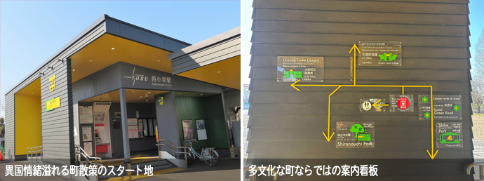 西小泉駅の改札と案内看板