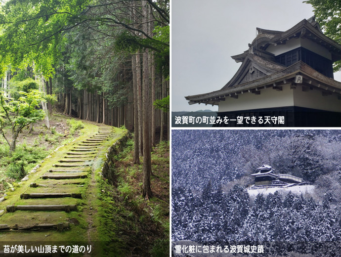 波賀城史蹟公園の天守閣・山頂までの道のり・雪化粧に包まれた波賀城史蹟