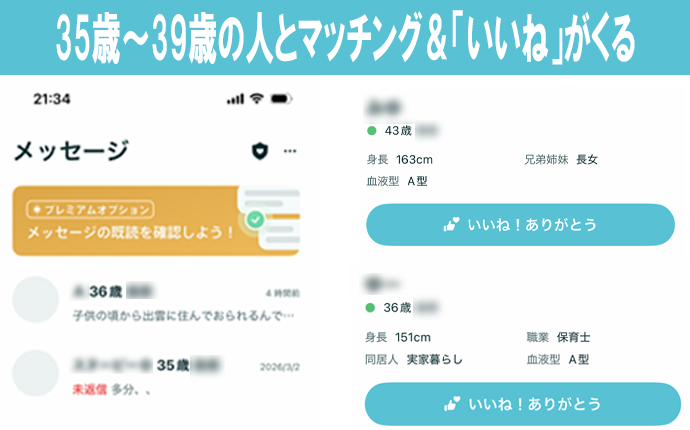 実際のマッチングともらった「いいね」の画面