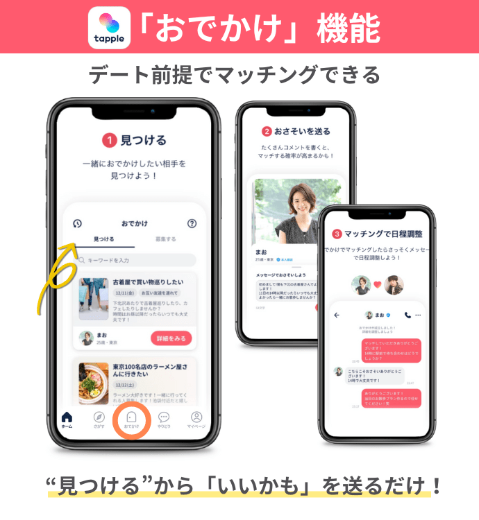 タップルのおでかけ機能